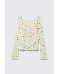 Monki - Long-Sleeved Slim Fit Scoop Neck Top - Lyst