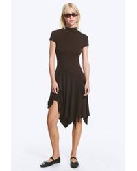 Monki - Asymmetric Mock‑Neck Midi Dress - Lyst
