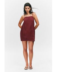 Monki - Mini-Kleid Aus Twill Mit Bindeband Hinten - Lyst