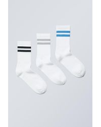 Weekday - Gestreifte Socken Eleven 3Er-Pack - Lyst