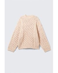 Monki - Long Cable Knit Textured Sweater - Lyst