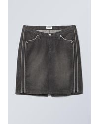 Weekday - Piped Knee Length Denim Skirt - Lyst