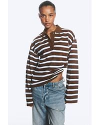 Monki - Long-Sleeved Cotton Polo Top - Lyst