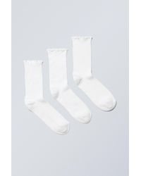 Weekday - 3-pack Frill Edge Socks - Lyst