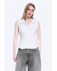 Weekday - Sleeveless Cotton Wrap Top - Lyst