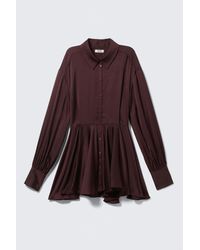 Monki - Long-Sleeved Fit-And-Flare Mini Dress - Lyst