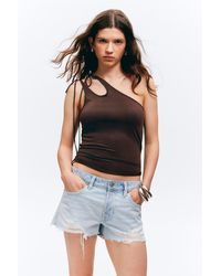 Monki - Asymmetrisches Jersey-Tanktop Zum Binden - Lyst