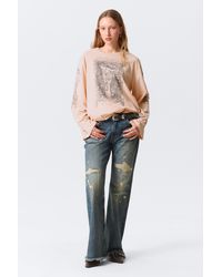 Monki - Printed Long-Sleeved Cotton T-Shirt - Lyst