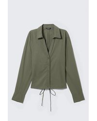 Monki - Cropped Open Back Shirt - Lyst