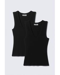 Weekday - 2-Pack Ribbed V-Neck Tank Top - Lyst