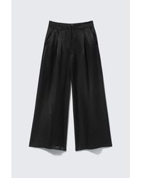 Monki - High Waisted Wide Leg Satin Trousers - Lyst