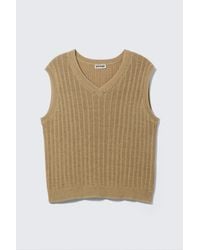 Weekday - Ribbed Knitted V-Neck Vest - Lyst