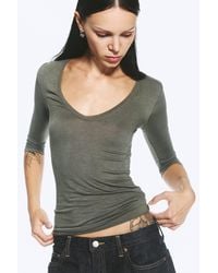 Weekday - Deep V-Neck Three-Quarter Sleeve Top - Lyst