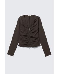 Weekday - Gathered V-Neck Zip Top - Lyst