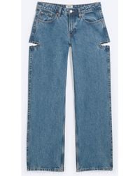 Monki - Imoo Cut Low Rise Loose Wide Jeans - Lyst