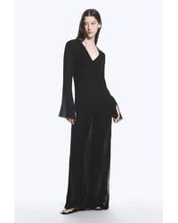 Weekday - Sheer Long-Sleeved V-Neck Maxi Dress - Lyst
