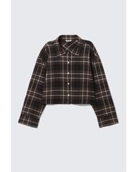 Monki - Cropped Checked Flannel Shirt - Lyst