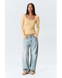 Monki - Long-Sleeved Slim Fit Scoop Neck Top - Lyst