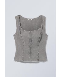 Weekday - Washed Square Neck Twill Top - Lyst