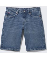 Monki - Imoo Low-Rise Wide Leg Denim Shorts - Lyst