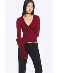 Weekday - V-Neck Slim Long-Sleeved Top - Lyst
