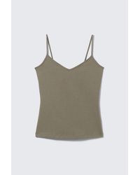 Weekday - Slim V-Neck Cotton Singlet - Lyst