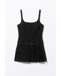Monki - Belted Pleated Mini Dress - Lyst