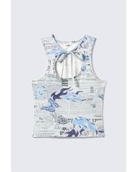 Monki - Tie-Front Cotton Tank Top - Lyst