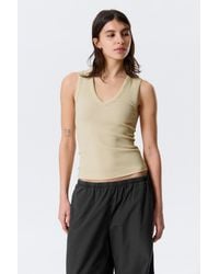 Weekday - Ribbed V-Neck Tank Top - Lyst