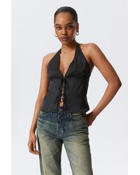 Weekday - Tie-Front Halterneck Top - Lyst