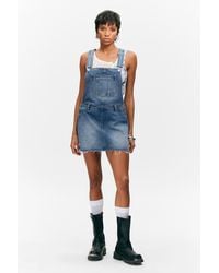 Monki - Mini-Latzkleid Aus Denim - Lyst