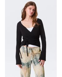 Monki - V-Neck Wrap Knit Cardigan - Lyst