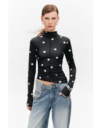 Monki - Langarm-Top Mit Schmaler Passform Und Stehkragen - Lyst