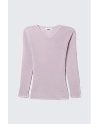 Monki - Slim Knitted V-Neck Sweater - Lyst