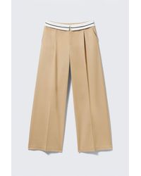 Monki - Low Rise Folded Waist Twill Trousers - Lyst