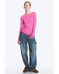 Monki - Sheer Boatneck Long-Sleeve - Lyst