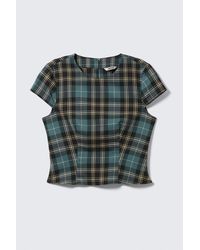 Monki - Fitted Short-Sleeved Twill Top - Lyst
