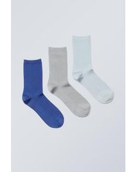 Weekday - Glänzende Socken Lova 3Er-Pack - Lyst