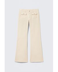 Monki - Low Waisted Bootcut Twill Trousers - Lyst