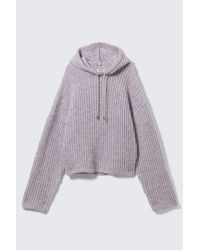 Monki - Knitted Drawstring Hoodie - Lyst