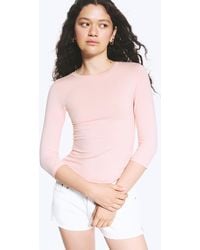 Monki - Round Neck Three-Quarter Sleeve Top - Lyst