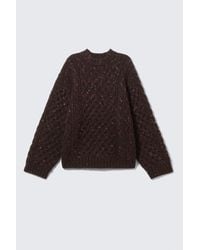 Monki - Long Cable Knit Textured Sweater - Lyst