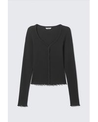 Monki - Ribbed Long-Sleeved Pyjama Cardigan - Lyst