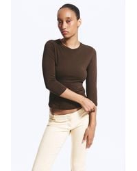 Monki - Round Neck Three-Quarter Sleeve Top - Lyst