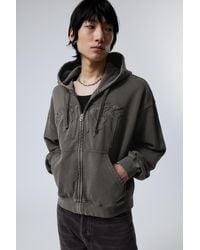 Weekday - Boxy Embroidery Zip Hoodie - Lyst