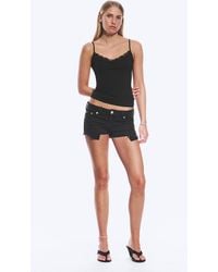 Monki - Slim Low Rise Denim Hotpants - Lyst