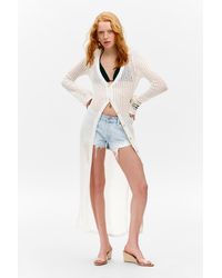 Monki - Maxi-Cardigan Aus Offenem Strick Mit V-Ausschnitt - Lyst