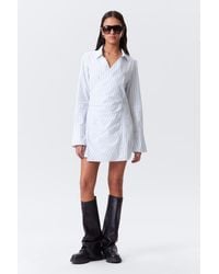 Weekday - Long-Sleeved Asymmetric Mini Shirt Dress - Lyst