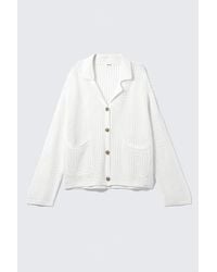 Monki - Open-Knit Button-Up Cardigan - Lyst