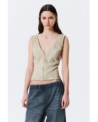 Weekday - Sleeveless V-Neck Zip Top - Lyst